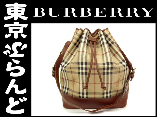 バーバリー（BURBERRY） 巾着型ショルダーバッグ チェック柄 の高価 ...