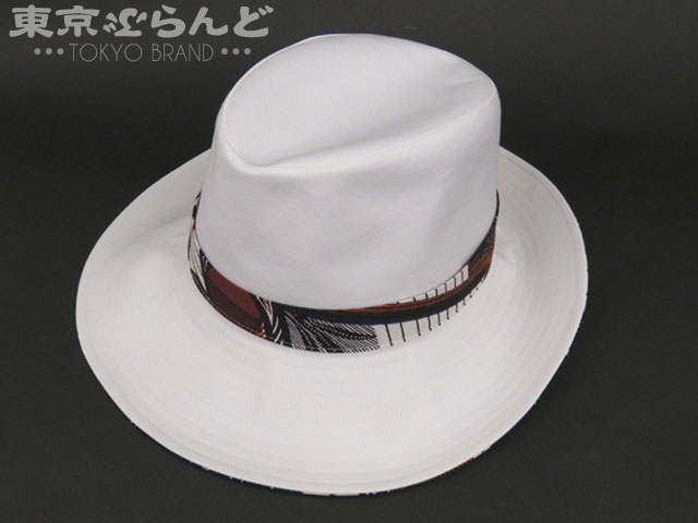エルメス ハット 帽子 メンズ #58 白 展示品 4